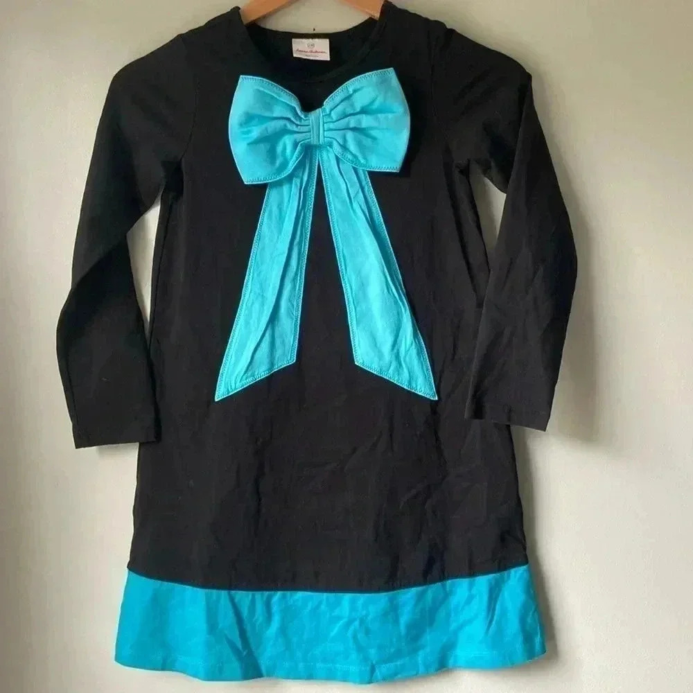 “KIDS” Hanna Anderson big bow dress size 130/ 8 US